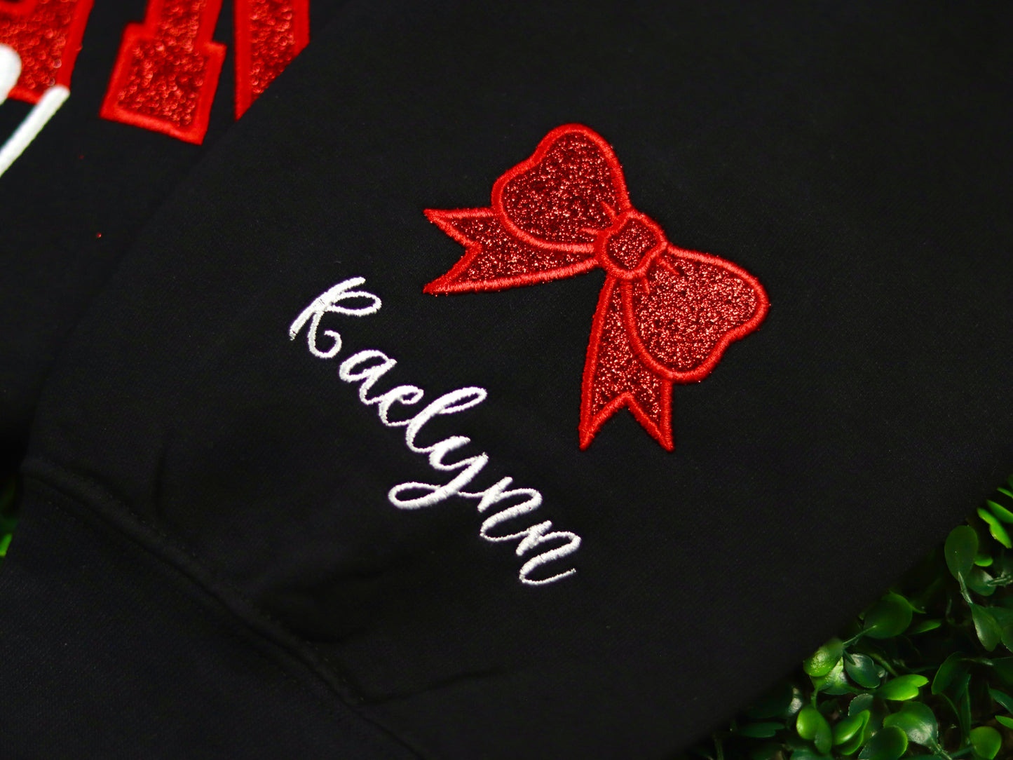 Personalized Embroidered Cheer Mom Sweatshirt, Team Spirit Crewneck, Cheer Mama Bow Shirt with Kids Name on Sleeve, Cheer Shirt Gift for Her