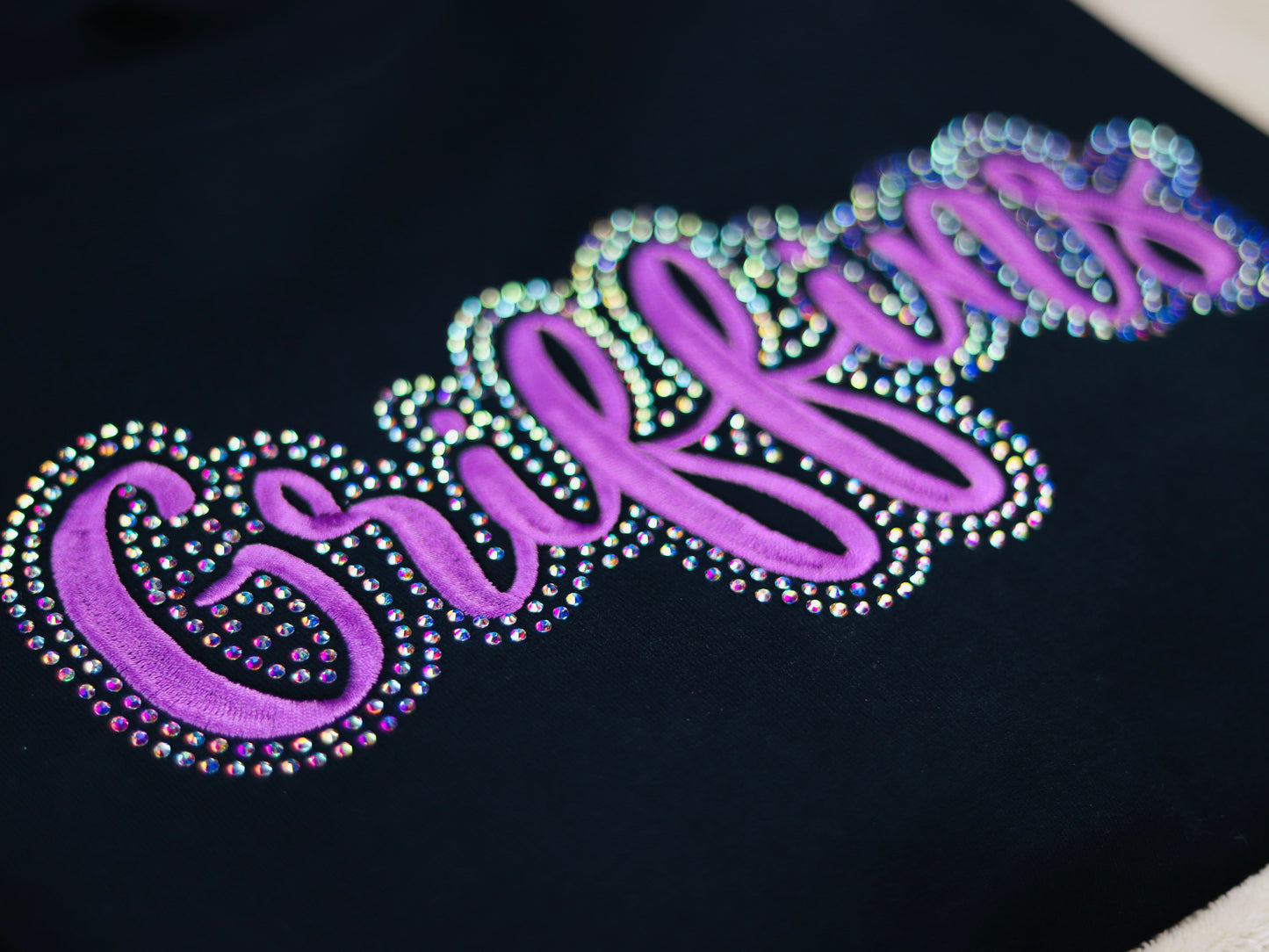 Cheer Mom Rhinestone Sweatshirt, Embroidered Team Name, Sparkly Spirit Wear