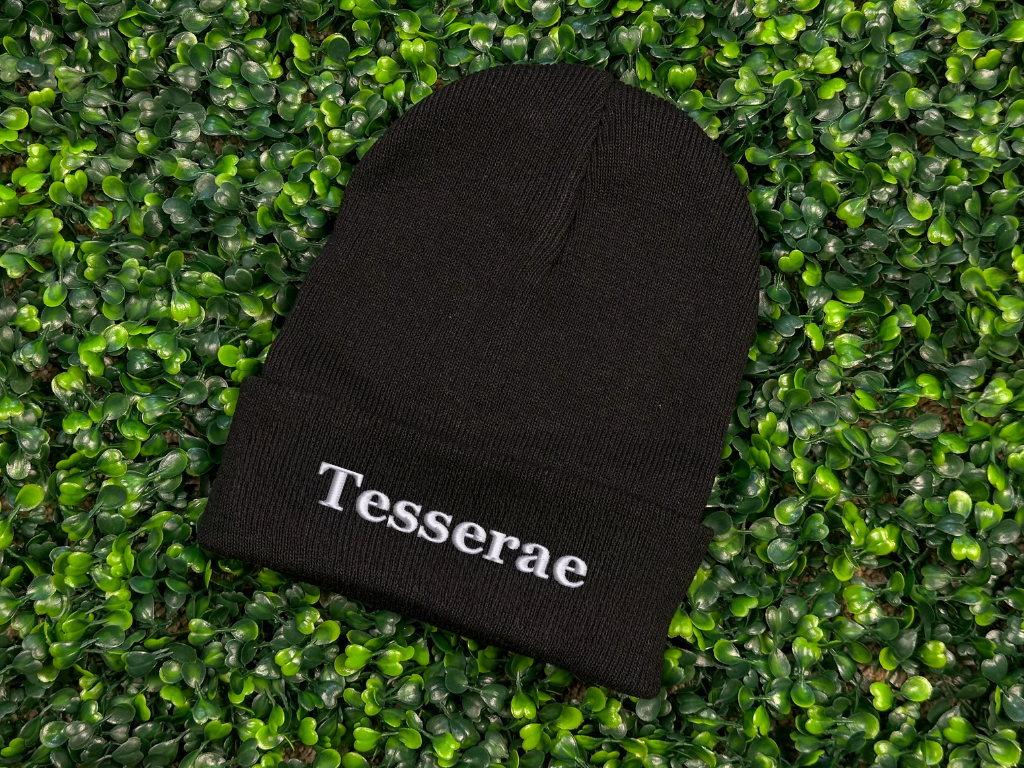 Tesserae Text Embroidered Beanie