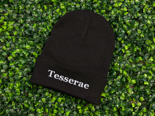 Tesserae Text Embroidered Beanie
